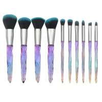 Colorful crystal 10 piece makeup brush set crystal diamond brushes Transparent Handle makeup brush